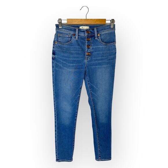 Madewell 9" Mid-Rise Skinny Crop Jean Button Front 27 Medium Wash Tencel AJ173 - Picture 2 of 13